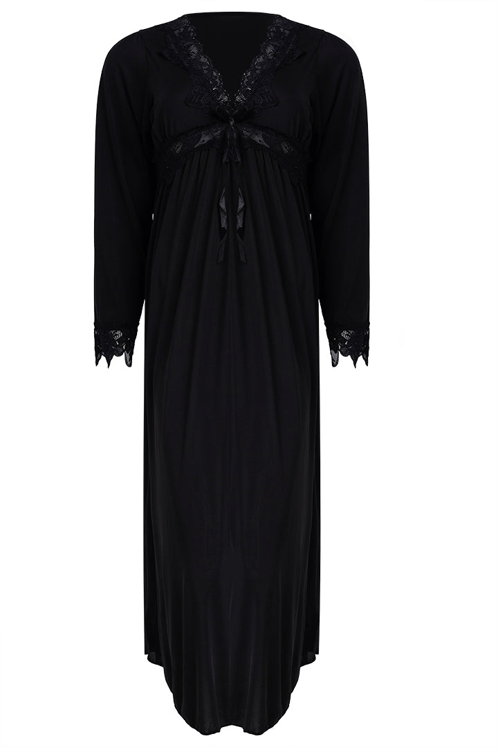 AXTZH Three-Piece Nightwear Set Designed for Grace, Comfort, and Sophistication in Every Detail X2509-BLACK-F2M