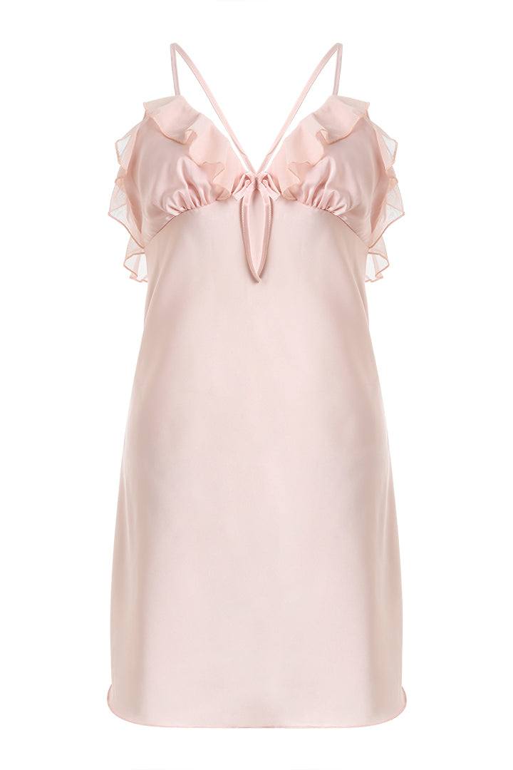 AXTZH Elegant Two-Piece Women’s Nightwear with Sheer Robe and Matching Inner Dress X0914-BLUSH-F11S
