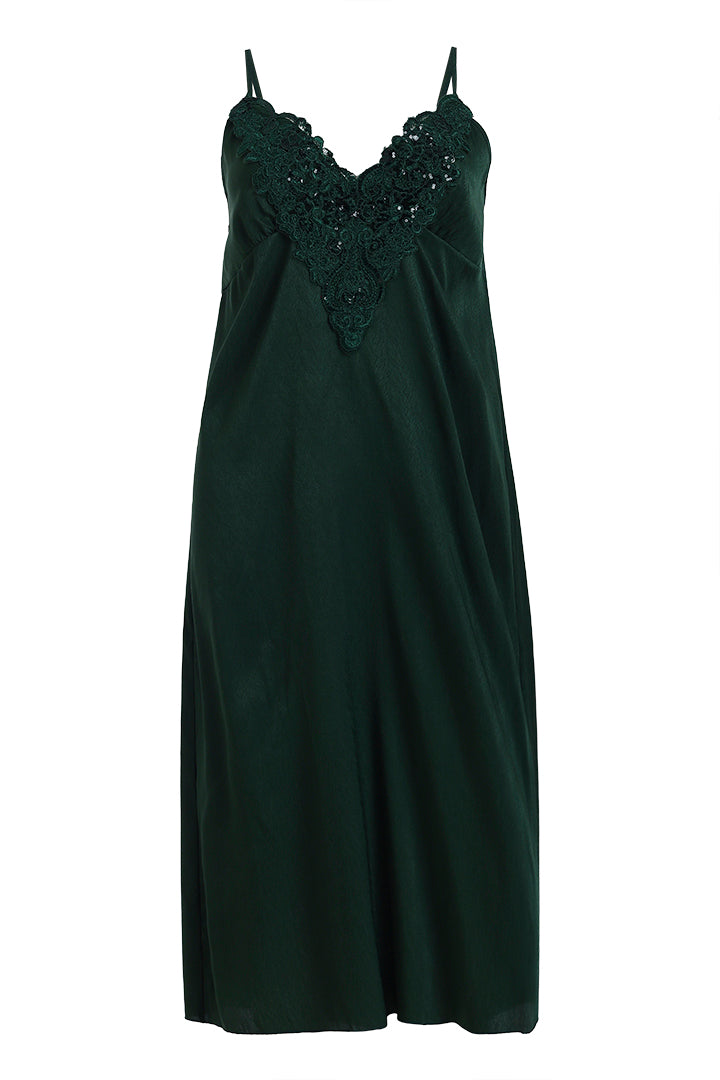 AXTZH Romantic Two-Piece Nightwear Set with Delicate Lace Sleeves and Slip X8801-BASIL-F22S