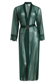 AXTZH Romantic Two-Piece Nightwear Set with Delicate Lace Sleeves and Slip X8801-BASIL-F22S