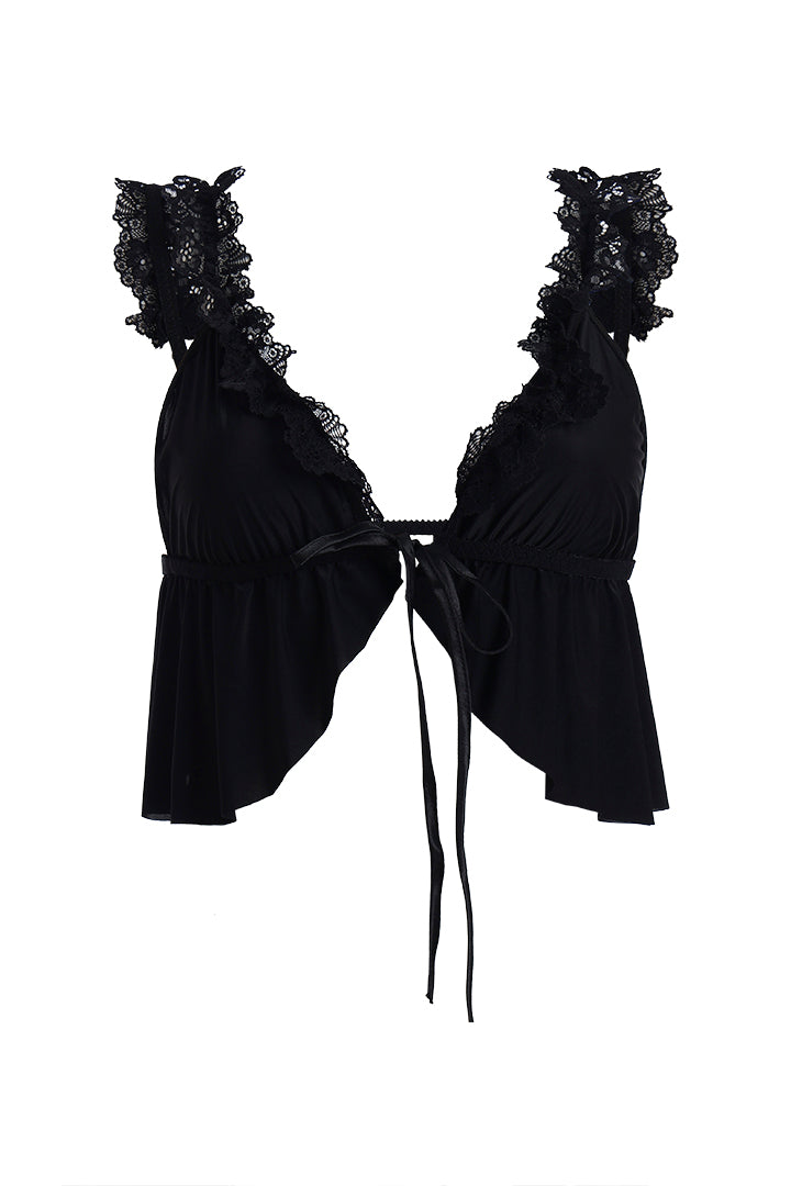 AXTZH Romantic Nightwear Set for Women with Satin Robe, Matching Slip and Innerwear X8027-BLACK-NSS3PM