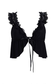 AXTZH Romantic Nightwear Set for Women with Satin Robe, Matching Slip and Innerwear X8027-BLACK-NSS3PM