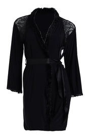 AXTZH Romantic Nightwear Set for Women with Satin Robe, Matching Slip and Innerwear X8027-BLACK-NSS3PM