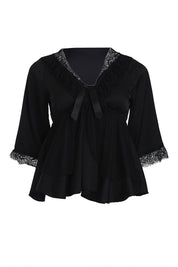 AXTZH Stylish and Comfortable Women’s Two-Piece Nightwear Set with Feminine Detailing X3835-BLACK-C9S