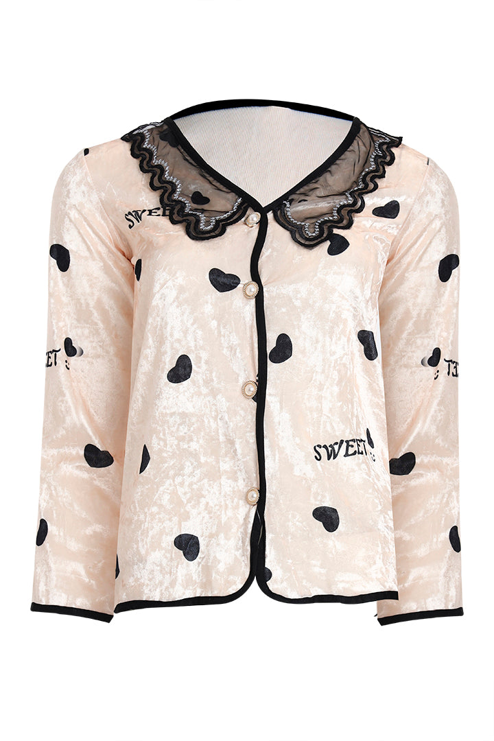 AXTZH Comfort-First Winter Nightwear Ensemble Featuring Button-Up Top and Relaxed Fit Bottoms X0044-CREPR-WC4V