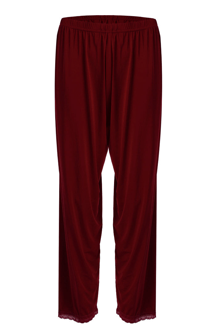AXTZH Comfortable Two-Piece Nightwear Set for Women with Relaxed Top and Easy-Fit Bottoms X8010-MERLOT-C9M