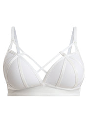 BELLAGIO Contemporary Strappy Bra with Sheer Panels and Flirty Matching Panty BB5331-WHITE-CN102