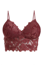 AXTZH BRA Delicate Lace Bralette for Women with Intricate Detailing and Comfortable Fit X6609-MARSALA-CN124