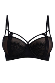 BELLAGIO Delicate Lace Bra with Sheer Panels and Modern Strap Detailing for Women BB5320-BLACK-DN202
