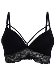 AXTZH Sexy Lace Bra with Strappy Detailing Paired with Matching Panty for Women AB9001-BLACK-CP102