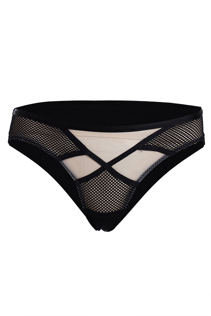BELLAGIO Alluring Strappy Panty with Sheer Detailing and Coordinated Bra BP5331-BLACK