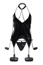 AXTZH Seductive Bodysuit Nightwear for Women Designed with Statement Straps and Intricate Accents X8179-BLACK-BS1P