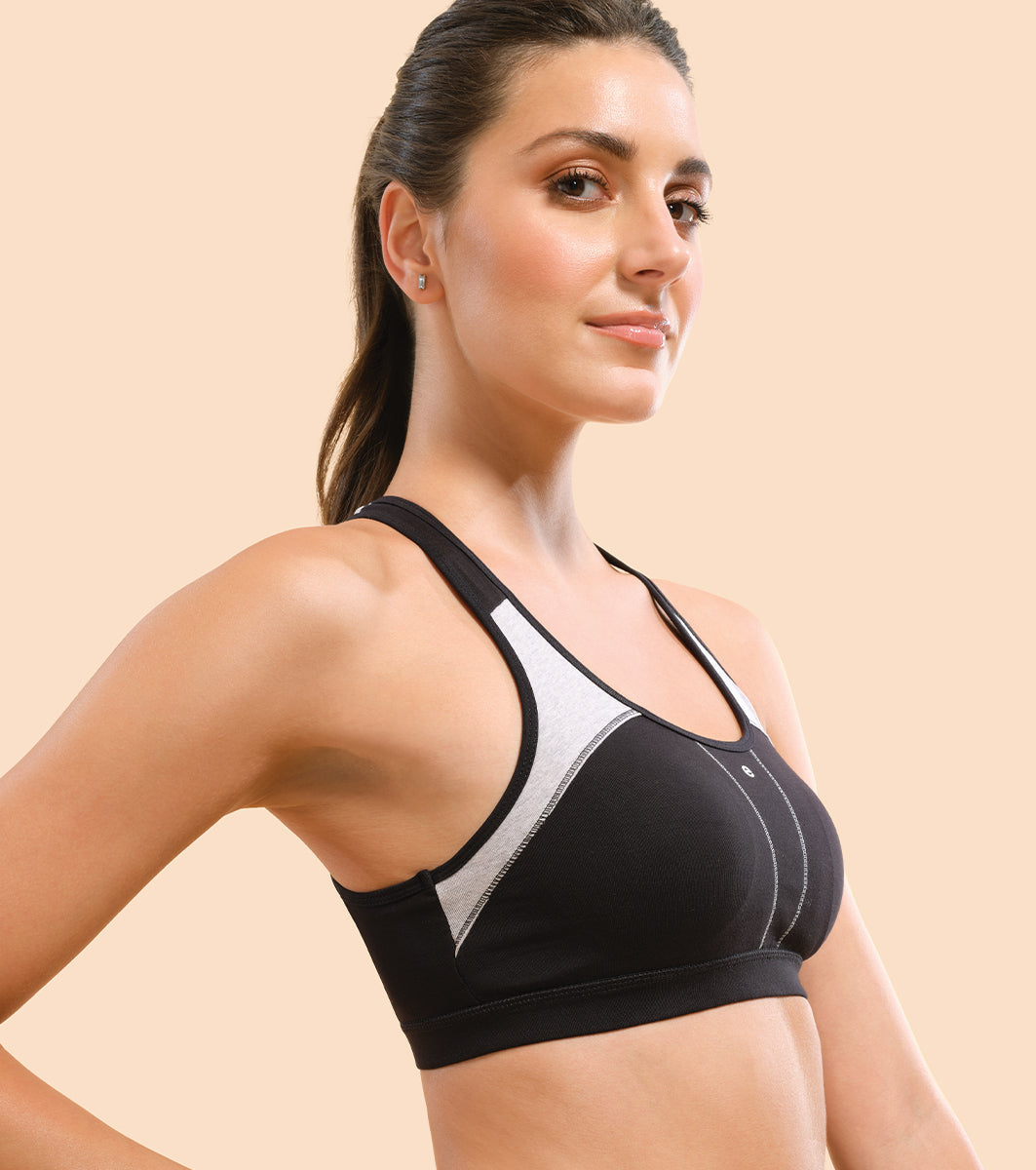 Enamor-SB08 Medium Impact Sports Bra Racer Back, Removable Pads & Wirefree