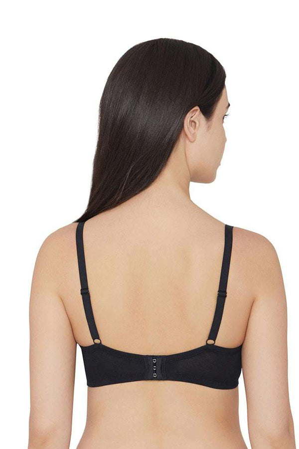 WACOAL BRA IB50910IN BL Essentials Padded Non-wired Full Cup Everyday Wear Cotton Blend T-Shirt Bra - Black