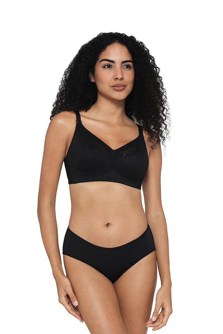 WACOAL BRA BI07A01 BL Curvy Confidence Non-Padded Non-Wired Full Cup Plus Size Minimizer Bra - Black