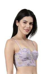 ENAMOR BRA-F130 FLEXI LIGHT PRINTED BUSTIER BRA PADDED WIRED HIGH COVERAGE