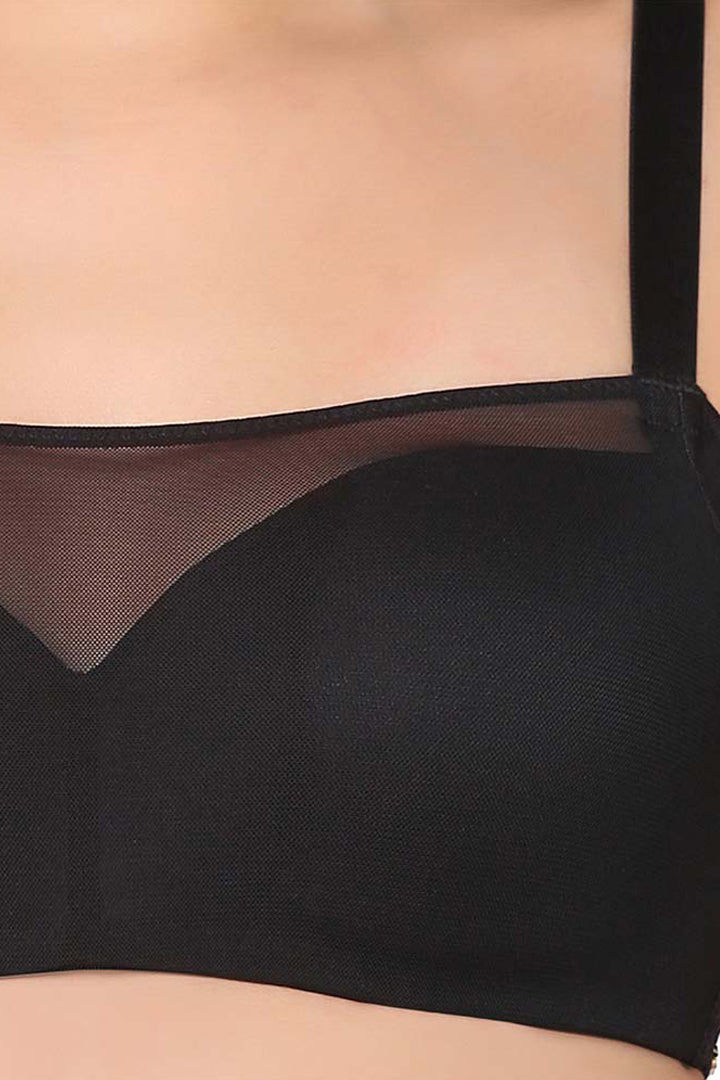WACOAL BRA IB5246R BL Contour Padded Wired 3/4th Cup Full Coverage Mesh Fashion Bra - Black