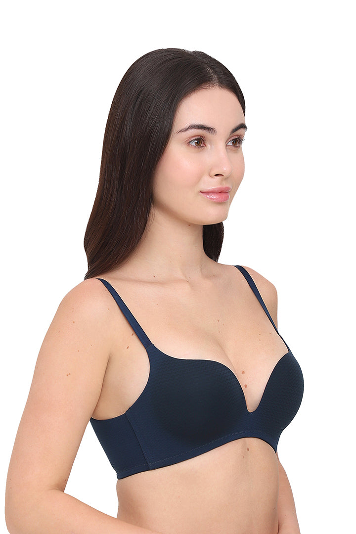 WACOAL BRA BI05G01 BB Women’s Dreamy Curve Padded Non-wired 3/4th Cup Everyday Wear Push-up Bra-Dark Blue