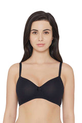 WACOAL BRA IB50910IN BL Essentials Padded Non-wired Full Cup Everyday Wear Cotton Blend T-Shirt Bra - Black
