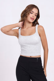 AXTZH Women’s Ribbed Bralette Crop Top X0010-LTGML-CV007