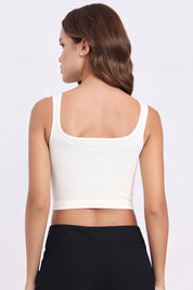 AXTZH Women’s Ribbed Bralette Crop TopX0010-IVORY-CV007