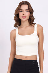 AXTZH Women’s Ribbed Bralette Crop TopX0010-IVORY-CV007