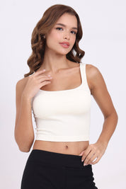 AXTZH Women’s Ribbed Bralette Crop TopX0010-IVORY-CV007