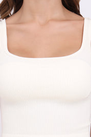 AXTZH Women’s Ribbed Bralette Crop TopX0010-IVORY-CV007
