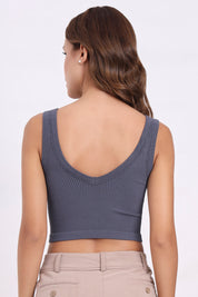 AXTIZH Women’s Ribbed Seamless Cami Bra X0009-SGREY-CV007
