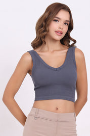 AXTIZH Women’s Ribbed Seamless Cami Bra X0009-SGREY-CV007