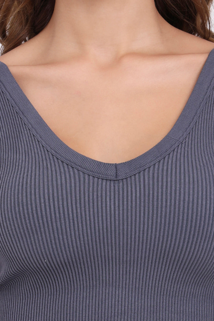 AXTIZH Women’s Ribbed Seamless Cami Bra X0009-SGREY-CV007