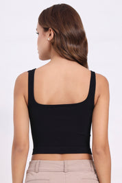 AXTZH Women’s Ribbed Bralette Crop Top X0010-BLACK-CV007