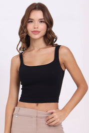 AXTZH Women’s Ribbed Bralette Crop Top X0010-BLACK-CV007