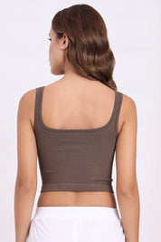 AXTZH Women’s Ribbed Bralette Crop Top X0010-CHOCO-CV007