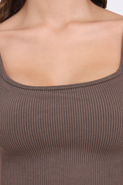 AXTZH Women’s Ribbed Bralette Crop Top X0010-CHOCO-CV007