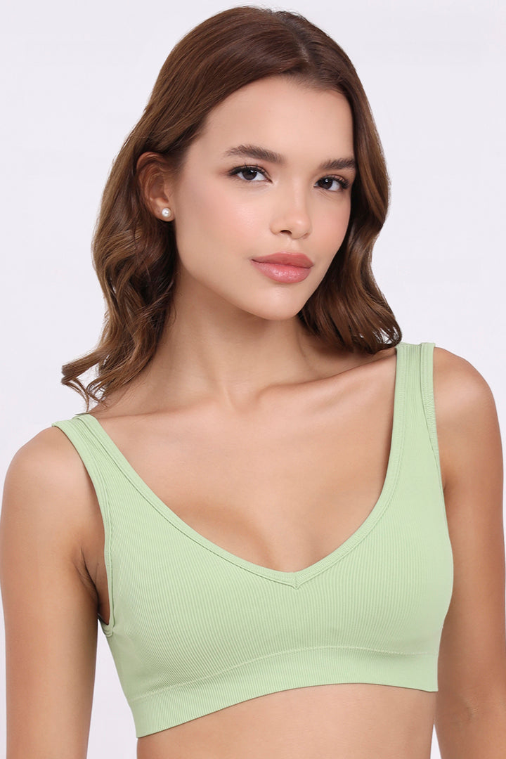 AXTZH Seamless V-Neck Bralette BLET X0031-MEADOW-CV005