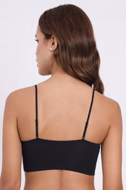 AXTZH TEXTURED SPAGHETTI STRAP BRALETTE BLET X5080-BLACK-CP021