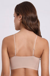 AXTZH Textured Spaghetti Strap Bralette BLET X5080-CAMEL-CP021