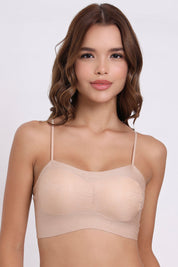 AXTZH Textured Spaghetti Strap Bralette BLET X5080-CAMEL-CP021