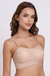 AXTZH Textured Spaghetti Strap Bralette BLET X5080-CAMEL-CP021
