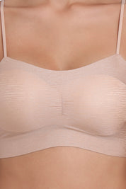 AXTZH Textured Spaghetti Strap Bralette BLET X5080-CAMEL-CP021