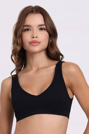AXTZH Seamless V-Neck Bralette BLET X0031-BLACK-CV005
