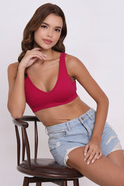 AXTZH Seamless V-Neck Bralette BLET X0031-CERISE-CV005