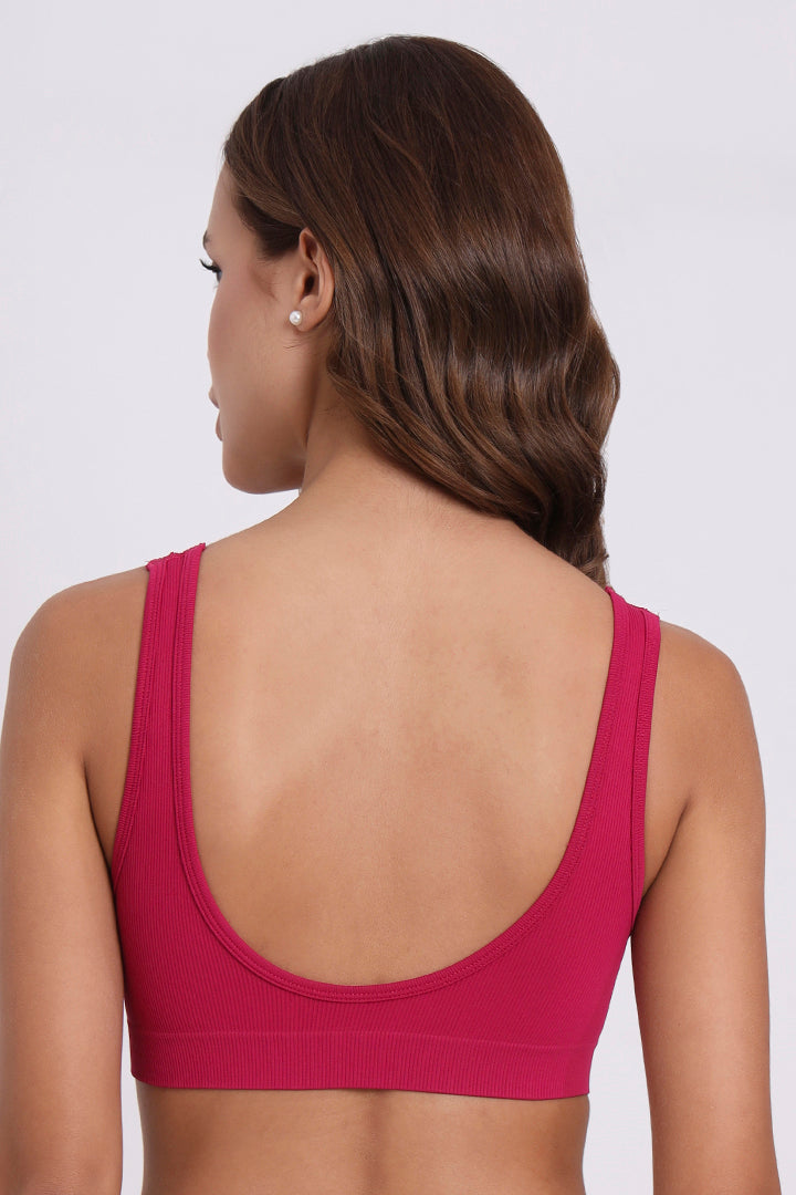 AXTZH Seamless V-Neck Bralette BLET X0031-CERISE-CV005