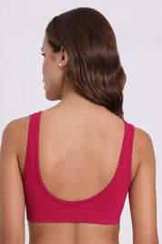 AXTZH Seamless V-Neck Bralette BLET X0031-CERISE-CV005