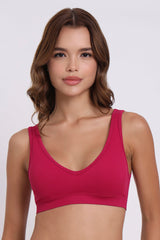 AXTZH Seamless V-Neck Bralette BLET X0031-CERISE-CV005