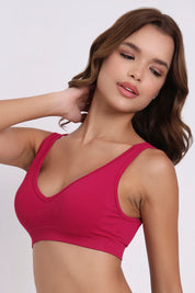 AXTZH Seamless V-Neck Bralette BLET X0031-CERISE-CV005