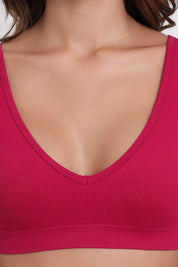 AXTZH Seamless V-Neck Bralette BLET X0031-CERISE-CV005