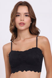 AXTZH Floral Lace Bralette BLET X2095-BLACK-CN022