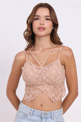 AXTZH FLORAL LACE BRIDAL BRALETTE TOP X2325-PEANUT-CN124